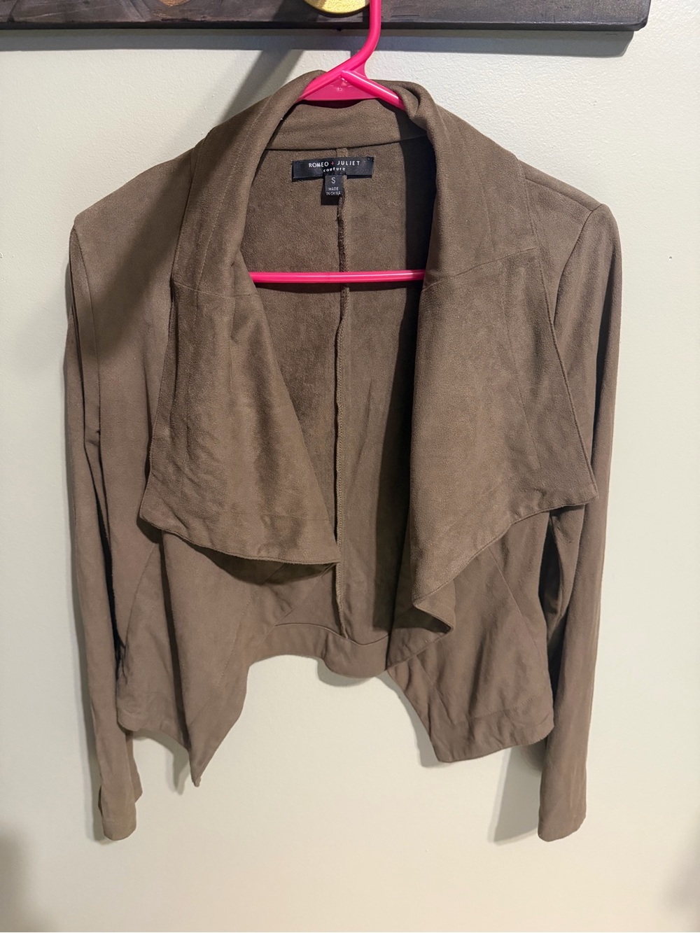 Romeo & Juliet Couture Olive Draped Open-Front Blazer